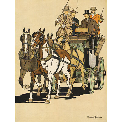 Penfield Vier Männer reiten Pferdekutsche riesiges Wandbild Poster Druck