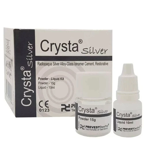 Dental CRYSTA SILVER Radiopaque Silver Alloy Restorative GIC PL Pack