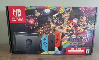 NEW Nintendo Switch Console with Neon Blue & Red Joy-Con + Mario Kart 8 Deluxe
