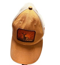 STIHL Trucker Hat With Sunset Deer Patch, Caramel/Off White, Rustic, Adjustable