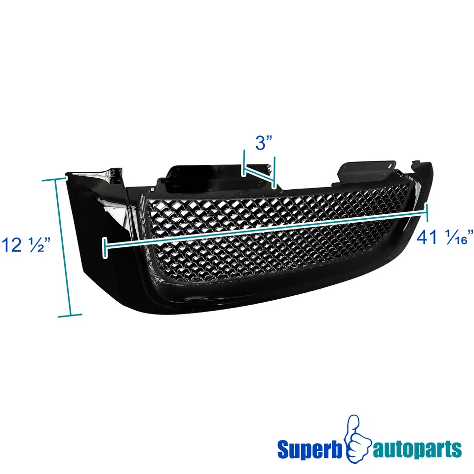 Fits 2002-2007 GMC Envoy ABS Hood Grill Honeycomb Grille Shiny Black Foto 3 de 4