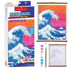 Paper Scroll Painting Kit: The Great Wave  Hanging Wall Art with Pre-Printed...