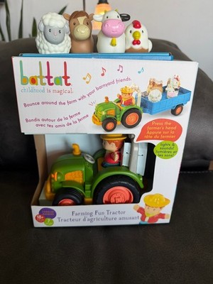 Battat Farm Tractor Toy Set w/ Lights & Sounds, Cart, 4 Animals NEW