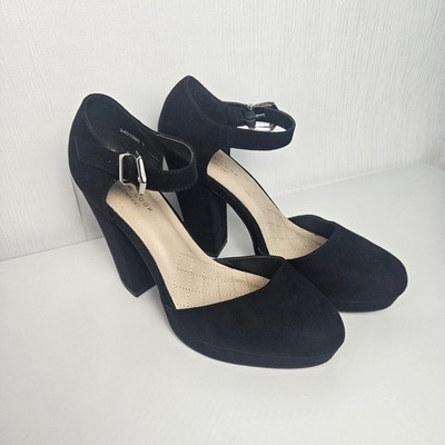 New Look Heels 6 UK Comfort Schwarz Schuhe Knöchelriemen EU 39