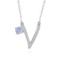 Cavill Silberhalskette 0,41Ct Regenbogenmondstein 925 Silber Platin