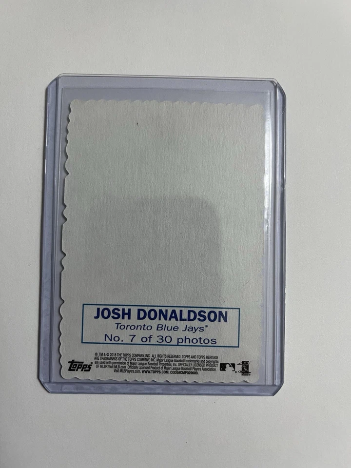 2018 Topps Heritage High Number - 1969 Topps Deckle Edge Josh Donaldson #7 - Image 2 of 2