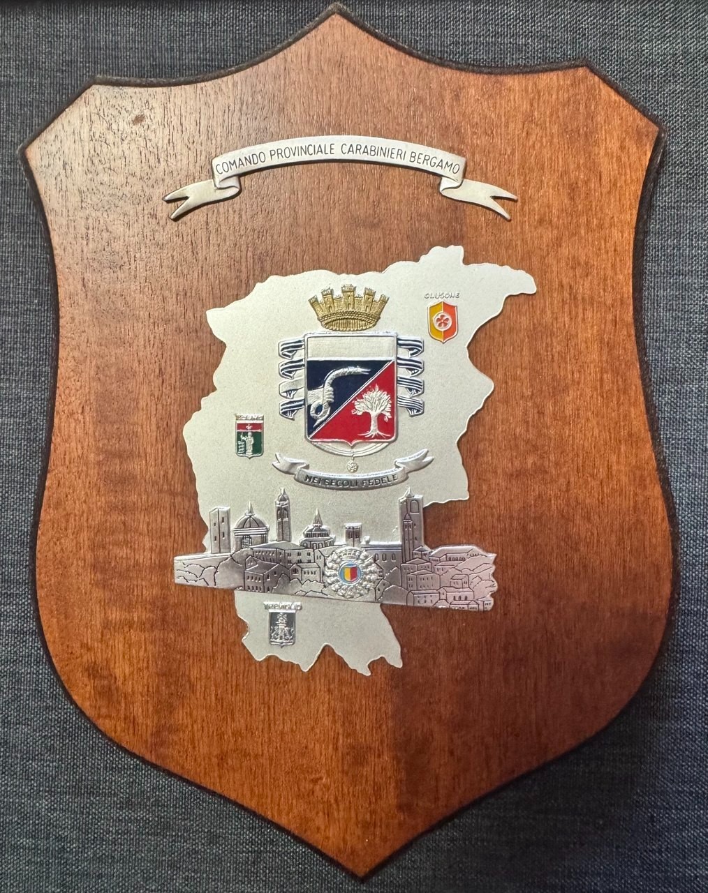 Crest Araldico Carabinieri - Comando Provinciale Bergamo - Legno e Metallo 23x17