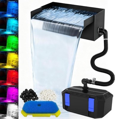All-In-1 Pond Waterfall Kit with 850GPH Pond Filter Pump, 12-Inch Stainless Stee