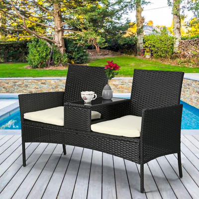 Seater Rattan Chair Garden Bench Furniture Set Patio Companion Love Seat  Table UK
