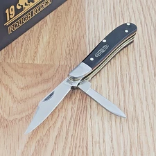 Rough Ryder Bearhead Peanut Pocket Knife Stainless Blades Smooth Bone Handle