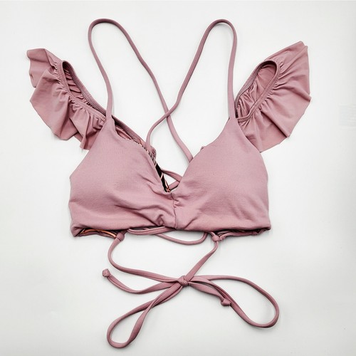 Maaji Lilac Purple Reversible Ruffle Sleeve Tie Waist Bikini Top Women's Size S