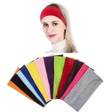 **12 PACK** Headband Athletic Stretchy 5 inch Yoga Headband, Multiple Colors