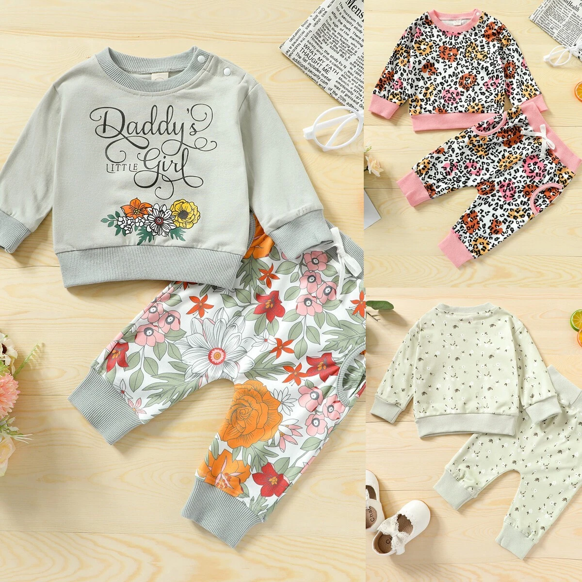 Newborn Baby Boys Toddler Long Sleeve Romper Tops Pants Clothes Outfits Set