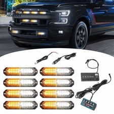 8x 12 Led Amber White Emergency Suv Pickup Strobe Flash Lights Warning Grille 8x 12 Led Amber White Emergency Suv Pickup Strobe Flash Lights Warning Grille