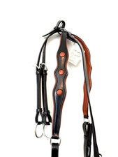 Baroque 3 Point Breastplate Black Italian Leather Tan Padding Full w/ Martingale