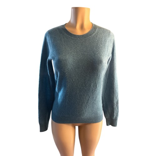 Women S Telluride Clothing 100% 2-Ply Cashmere Crewneck Blue Sweater Pullover - Picture 2 of 6
