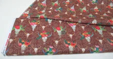 Michael Miller quilt-craft fabric BOHO BULL SKULL chestnut 2 yds (ddc-12496)