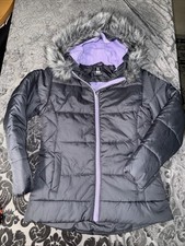 Rothschild 1881 Girls Hooded Faux Fur Gray Winter Jacket/Coat Size Large 14