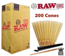 Authentic RAW Classic King Size Pre-Rolled Cones 200 Pack 🌟Tube 🌟Raw Woodpoker