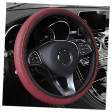 Leather Steering Wheel Cover,Anti Slip Car Steering Wheel Cover for Burgundy