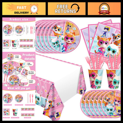 141pcs Kitties Birthday Party Set - Plates, Cups, Napkins & Decorations for Cat
