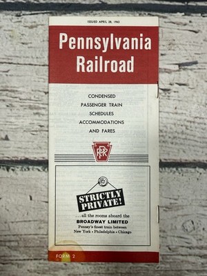 Vintage Pennsylvania Railroad PRR Personenzug Fahrplan/Tarife 1963 Prospekt Buch