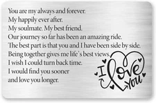 Engraved Stainless Steel Metal Wallet Insert Card Anniversary, Love Note