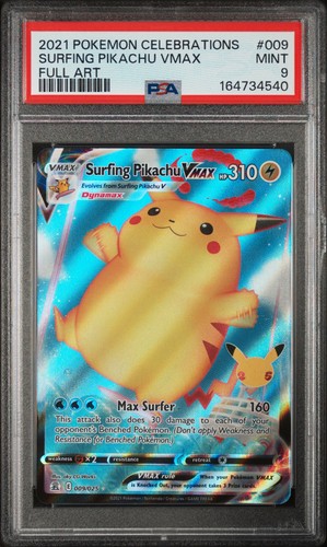 Surfing Pikachu Vmax 009 Celebrations Pokemon PSA 9