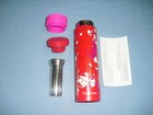 NEW Teavana Tea Travel Tumbler Infuser Poinsettia Red Stainless Steel 16.9 oz
