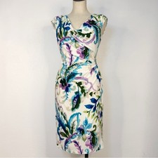 Lauren Ralph Lauren Paisley Draped Sheath Midi Dress Office Career Spring Size 6