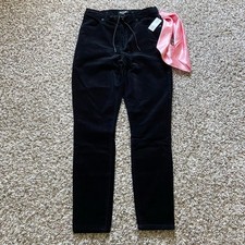 Juicy Couture Corduroy Newport Skinny Pant Women's 27 Black Drawstring Stretch