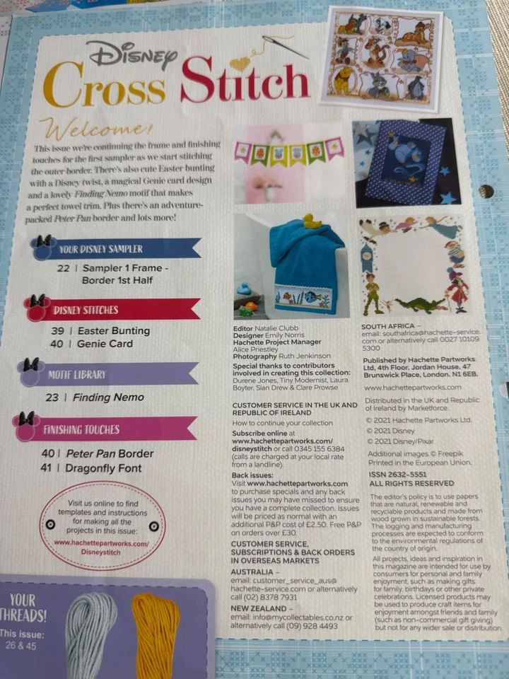 Hachette Disney Cross Stitch Issue 22  Aladdin Finding Nemo Peter Pan - Image 2 of 4