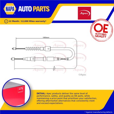 Handbrake Cable fits OPEL CORSA C 1.4 Rear Left 00 to 09 Hand Brake Parking Apec