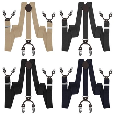 Hosenträger Y-Form 3,5 mm Breit starke Damen Herren Hosen 6 Clip Krallen - Bild 1 von 4