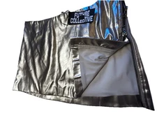 Future Collective Poly light Champagne Gold Shiny  Metallic Mini Skirt 2 Zip Y2K
