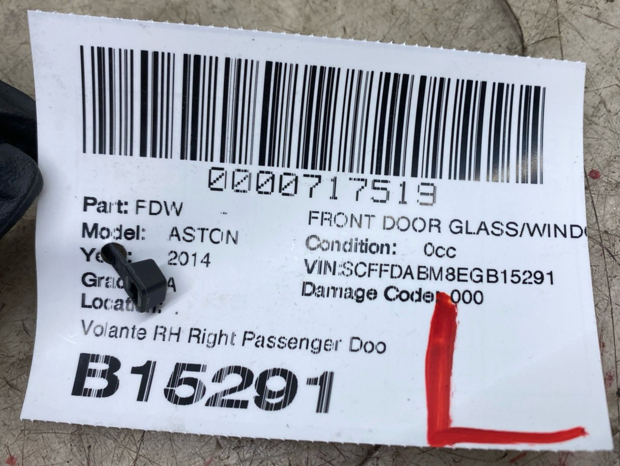 Aston Martin DB9 Volante 2004-2016 Front Left Door glass