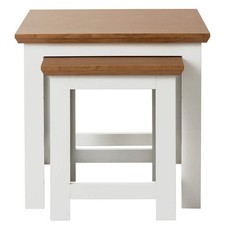 Homebase Diva Side Table Nest of 2 Tables  Ivory And Oak Effect