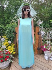 VTG Mid-century Mod 1960s Bridesmaid Maid of Honor Chiffon Maxi Dress Wedding M