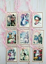 9 Vintage Style Easter Handmade Gift Tags Junk Journals Scrapbooks Crafts