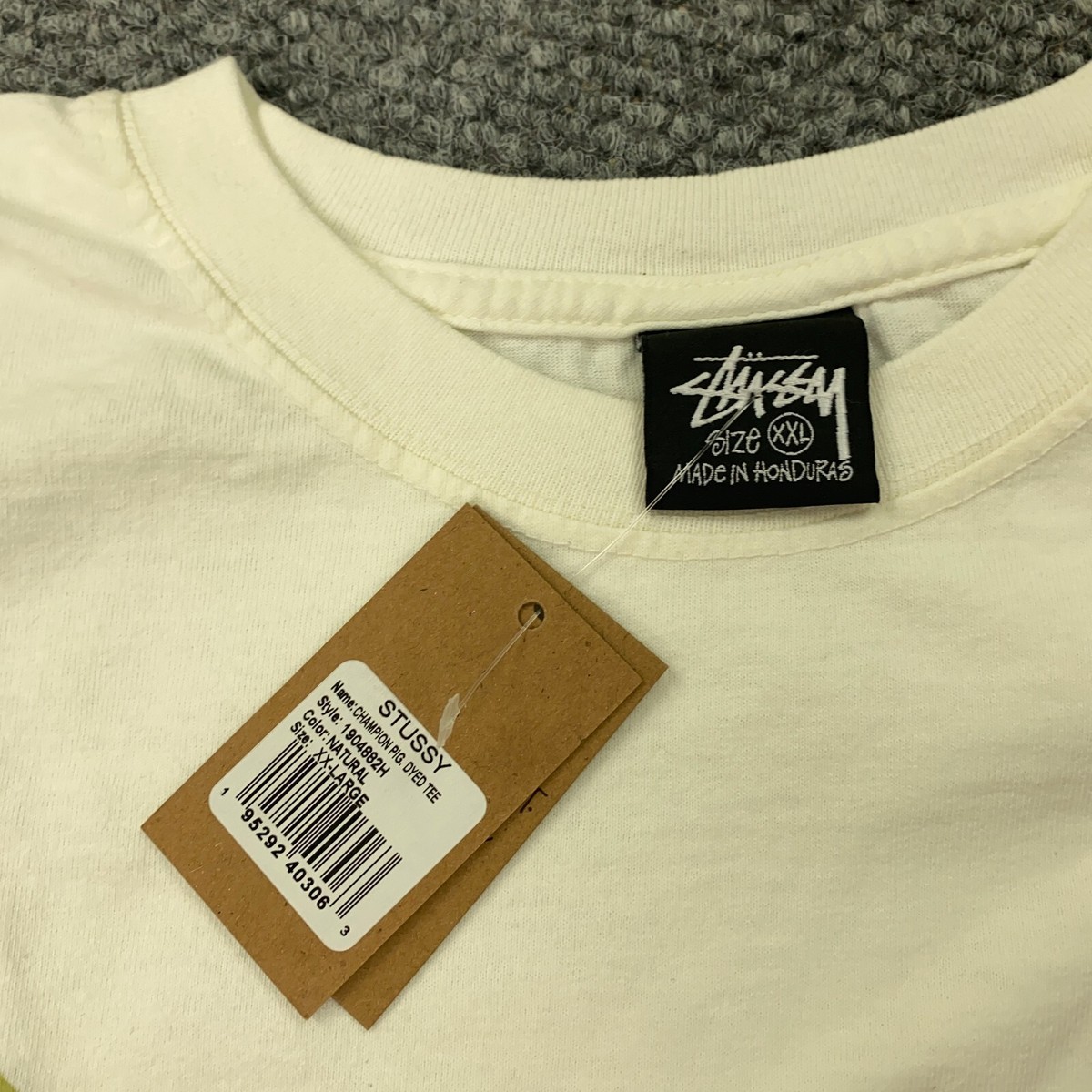 Stussy Champion Pigment Dyed Tee Shirt Mens XXL Natural