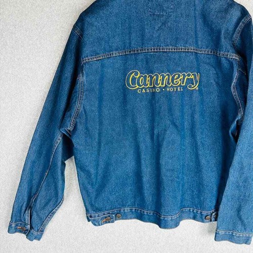 Cannery Casino Hotel Mens Sz XL Jean Jacket Blue Denim Trucker Long Sleeve - Picture 8 of 14