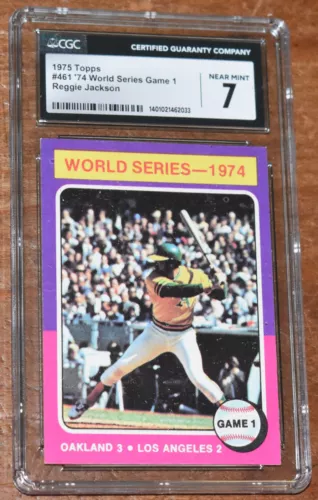 1975 Topps #461 - '74 World Series - Reggie Jackson - HOF - CGC 7 Near Mint