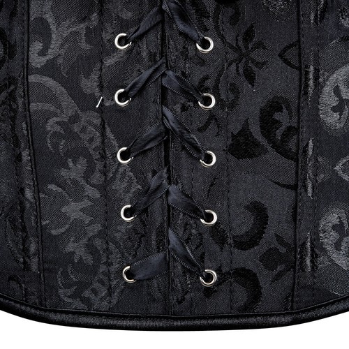 Retro Burlesque Korsett Top baskisch Taillenk Bustier Überbrust Weste Jacquard zum Binden - Bild 19 von 43
