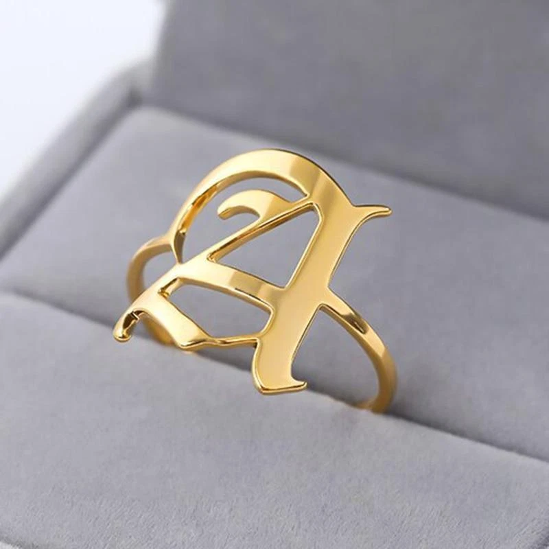 Minimalist Initial Heart Rings Women Gold Plated Letter Ring - Temu