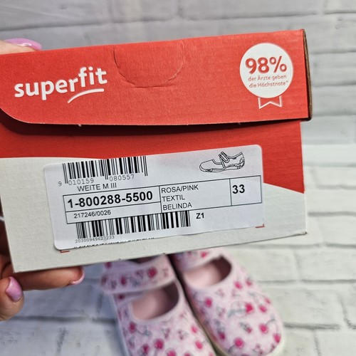 Superfit Niñas Bonny Mary Jane Plimsolls Rosa Cereza Estampado Reino Unido 1 UE 33 Pisos - Imagen 6 de 6