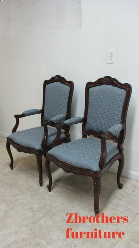 Pair BAU French Country Dining Room Arm Chairs Regency Custom Carved B - Picture 3 of 12