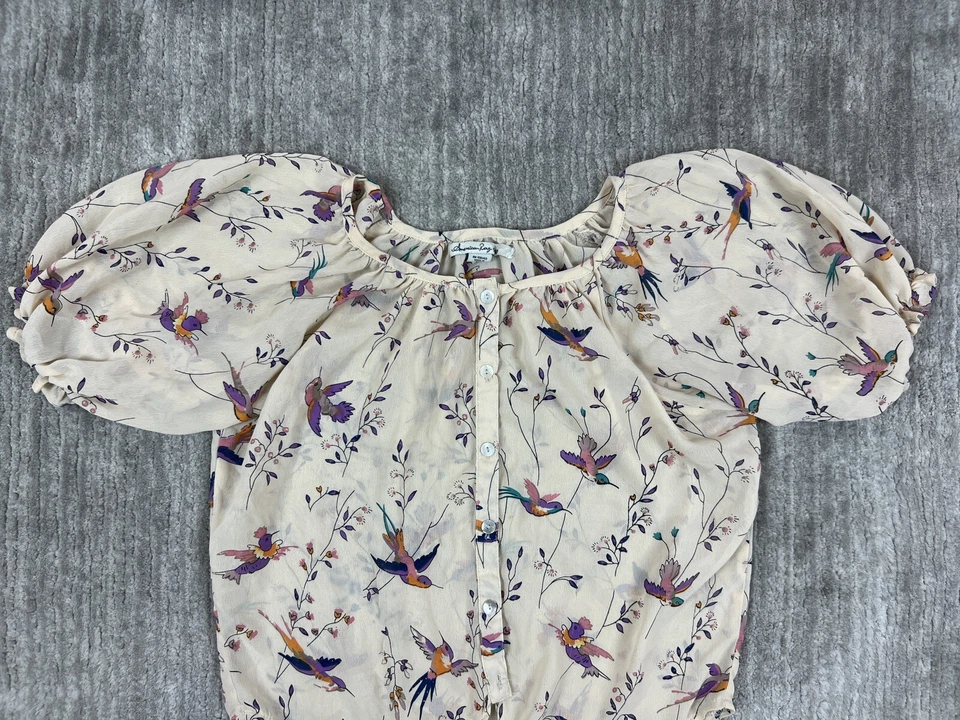 American Rag Топ женщин средний бежевый чистый колибри галстук спереди укороченный - Изображение 2 из 4