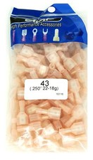 100 PACK 22-18 AWG .250" 1/4" FULLY INSULATED MALE NYLON QUICK DISCONNECTS