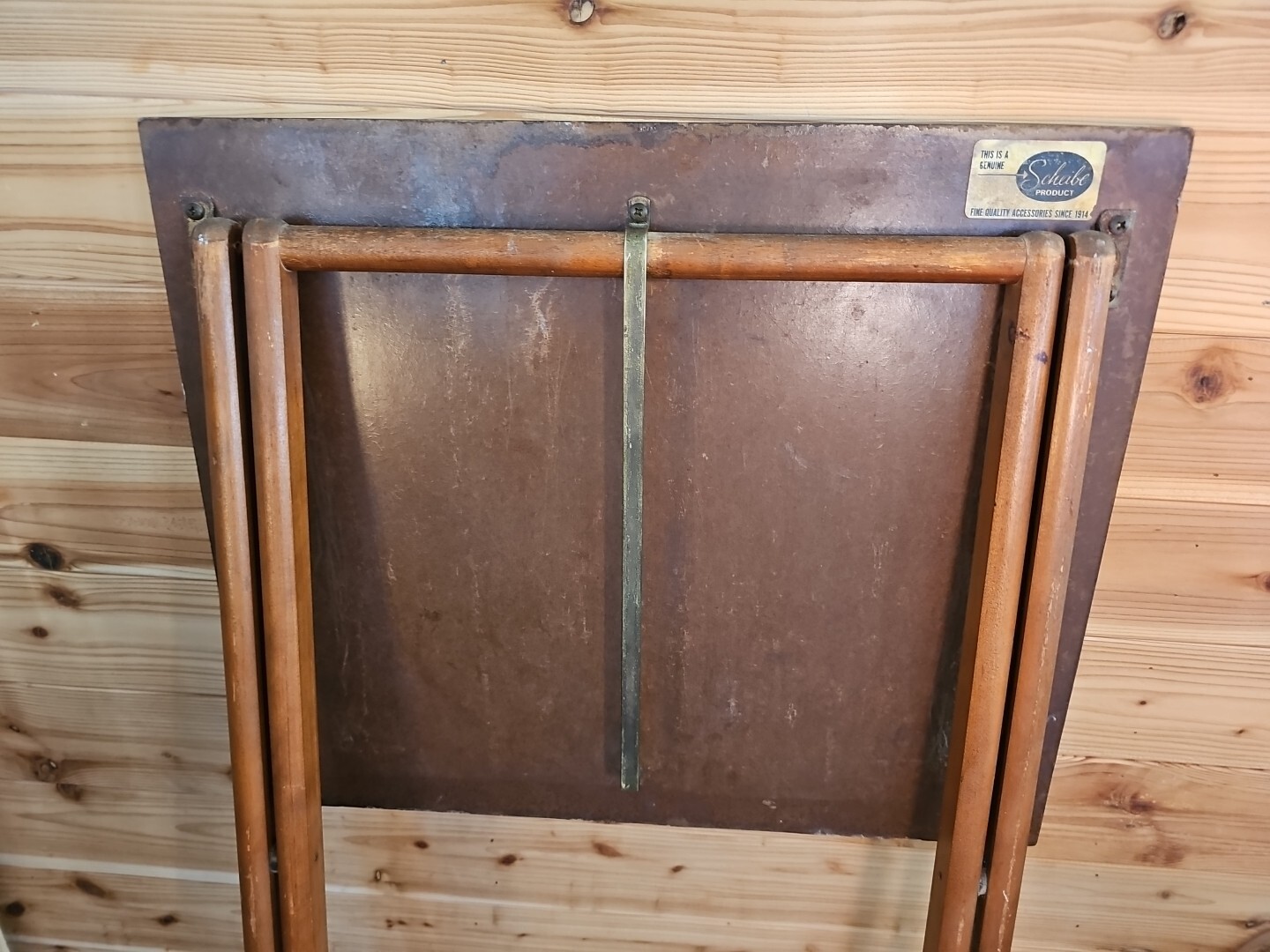 Vintage MCM SCHEIBE TV Table Wood Folding Trays Set Of 4 with stand