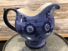 Beautiful Blue And White FTD Floral Vase Pitcher 6 1/4" Tall. Flower Pot (J)